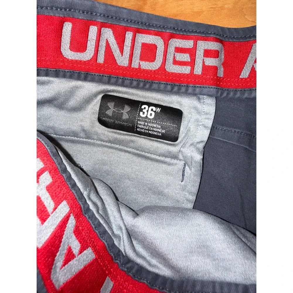 Under Armour Mens Chino Shorts 36 Gray Performance Golf Casual D-Ring Flat Front